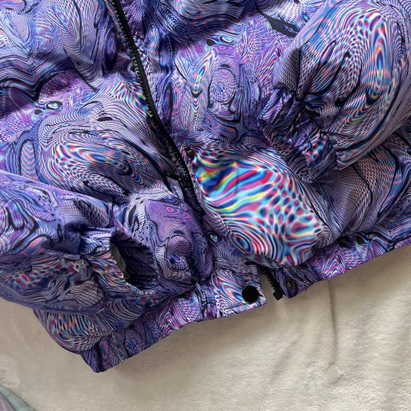 SHEIN Holographic / Trippy Marble Pattern Puffer Coat - Picture 5 of 10